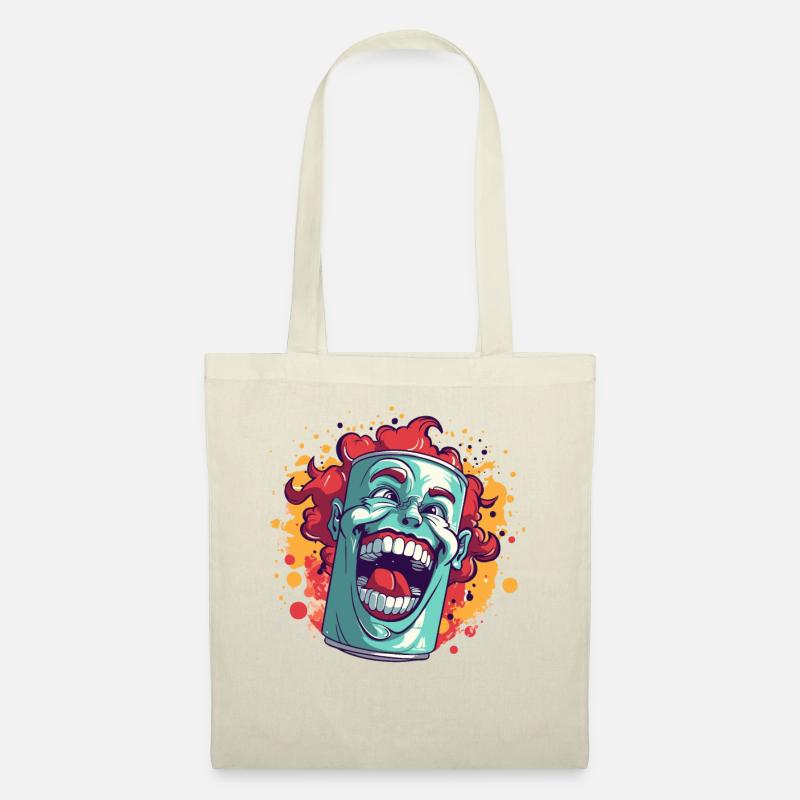 Eine Dose mit einem lustigen Clown - Stoffbeutel - Natur