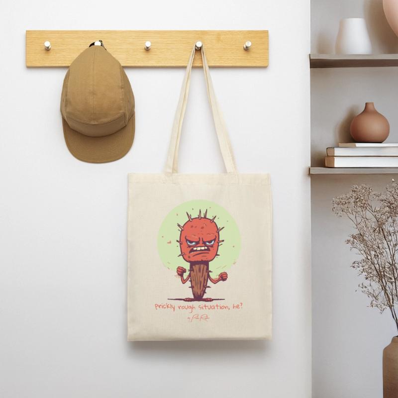 Situation difficile et épicée, un cactus en difficulté Sac en tissu