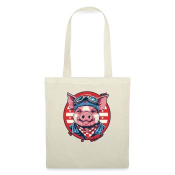 Aviator Pilot, ein fliegendes Schwein - Stoffbeutel - Natur - Vorne