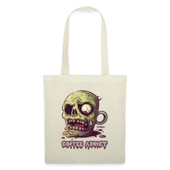 Kaffee Süchtiger Zombie Becher - Stoffbeutel - Natur - Vorne