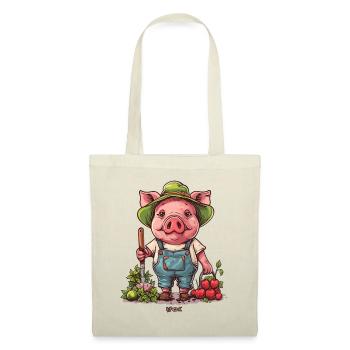 Gartenarbeit Garten Schwein Gärtner - Stoffbeutel - Natur - Vorne