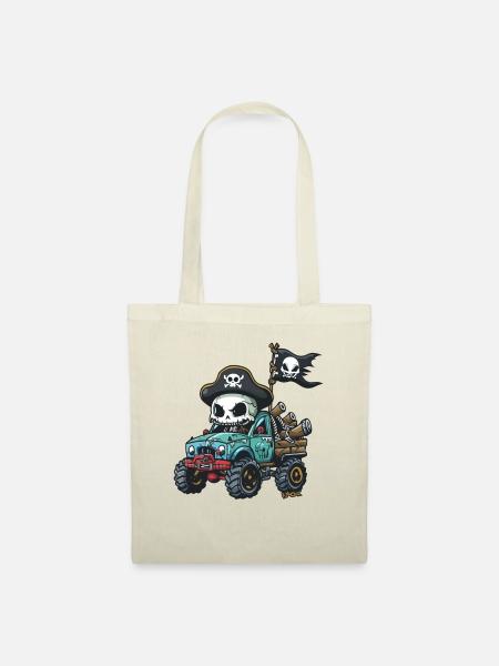 Skeleton Skull Pirates with Cool Monster Truck - Tote Bag - nature