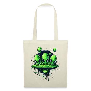 Lustige Flugscheibe: Grüne kleine Alien Invasion - Stoffbeutel - Natur - Vorne