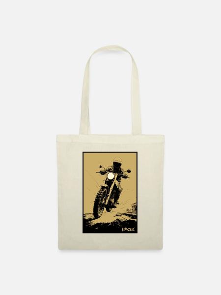 Oldschool Retro Biker Motorrad - Stoffbeutel - Natur