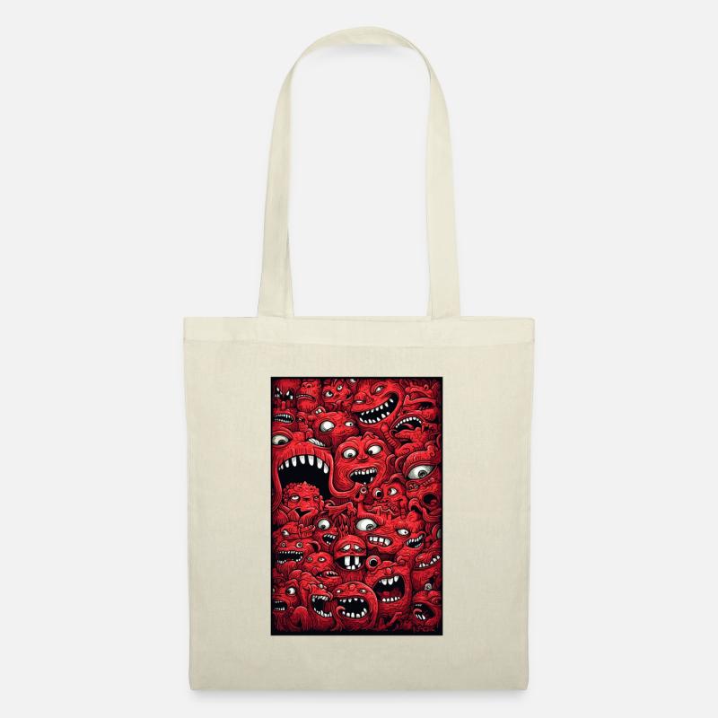 Drôle Monstre Rouge Mix Objet Caché - Sac en tissu - nature