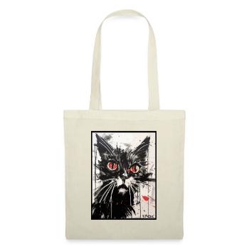 Dessin au crayon de couleur en papier carbone d’un chat - Sac en tissu - nature - Devant