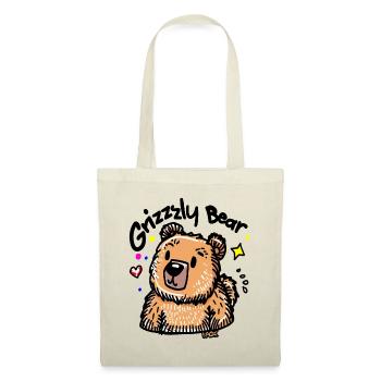 Cartoon Süßer Grizzlybär Grizzly Bär - Stoffbeutel - Natur - Vorne