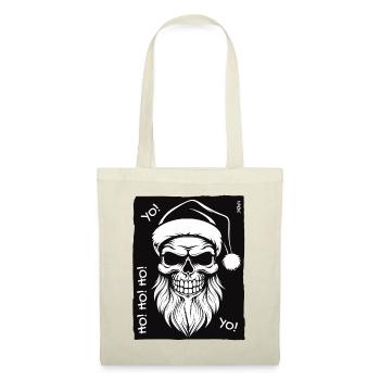 Santa Skull: Fröhliche Weihnachten Yo Ho Ho Ho - Stoffbeutel - Natur - Vorne