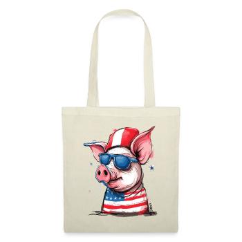 Pigtriotischer Patriot: Schwein der USA - Stoffbeutel - Natur - Vorne