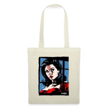 Élégance classique : Femme en rouge - Sac en tissu - nature - Devant