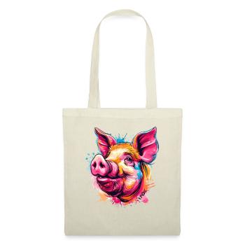 Cochon d’éclaboussures de peinture colorées - Sac en tissu - nature - Devant