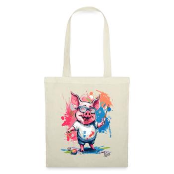 Colorful picture and a funny painter pig - Tote Bag - nature - Front