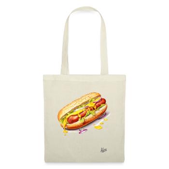 Moutarde et saucisse dans un petit pain : Hot-dog - Sac en tissu - nature - Devant