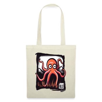 Petite pieuvre rigolote : HELO ! - Sac en tissu - nature - Devant