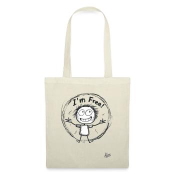 Figurine allumette : Je suis libre ! - Sac en tissu - nature - Devant
