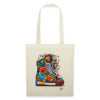 Funky Graffiti: Colorful Sneakers with Hearts - Tote Bag - nature - Front