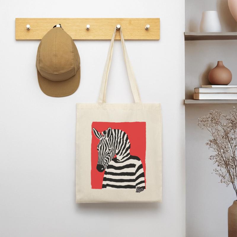 Cartoon Comic Kunst eines Zebra mit Pullover Stoffbeutel