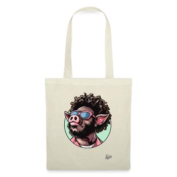 Funky Cool Afro Hair: Disco Pig - Tote Bag - nature - Front
