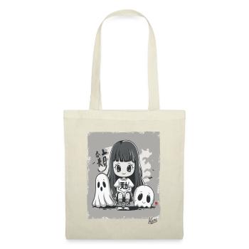Jolie fille chibi du Japon et fantômes - Sac en tissu - nature - Devant