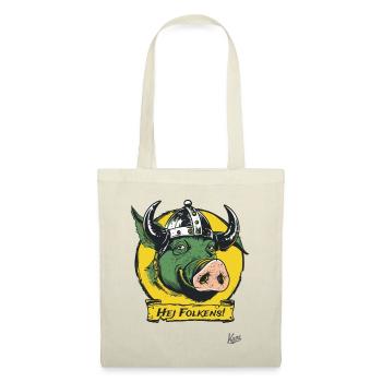 Cochon viking danois avec casque : Hej folkens ! - Sac en tissu - nature - Devant