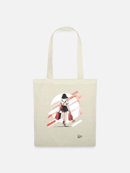 Walking and Shopping: Shopper Girl bein shopping - Stoffbeutel - Natur