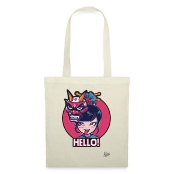 Fille japonaise avec masque Oni - Sac en tissu - nature - Devant