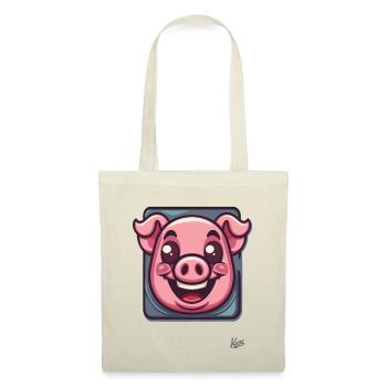 Mignon petit cochon de dessin animé dans le cadre - Sac en tissu - nature - Devant