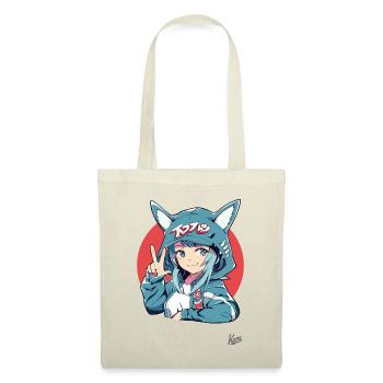 Drôle de fille japonaise comme requin lapin - Sac en tissu - nature - Devant