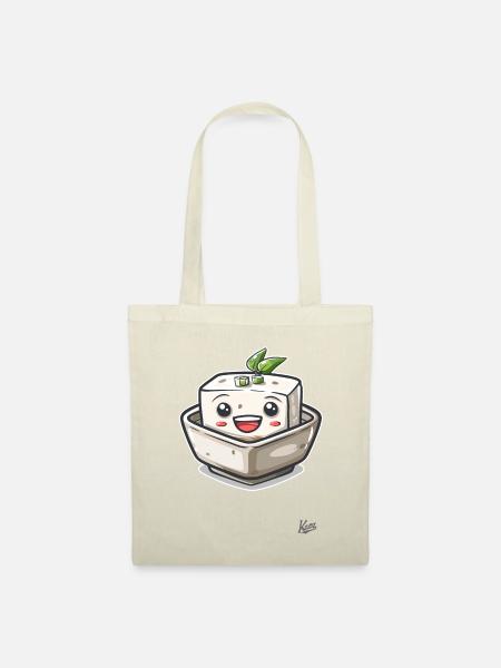 Kawaii Glücklicher Tofu - Stoffbeutel - Natur