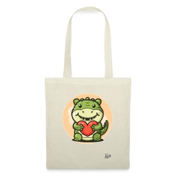 crocodile alligator mignon avec cœur et amour - Sac en tissu - nature - Devant
