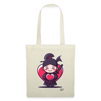 Cute cheerful samurai with heart and love - Tote Bag - nature - Front
