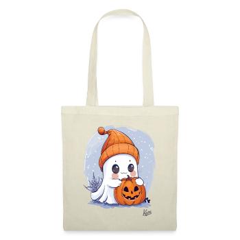 Cute little ghost with Halloween pumpkin - Tote Bag - nature - Front