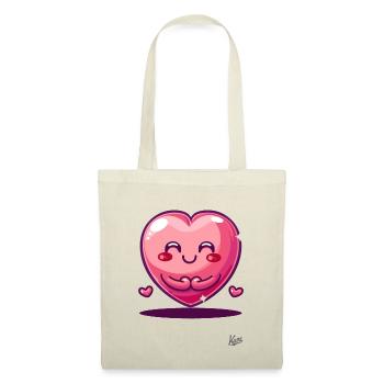 Kawaii Herzchen: Glücklich und Süß - Stoffbeutel - Natur - Vorne