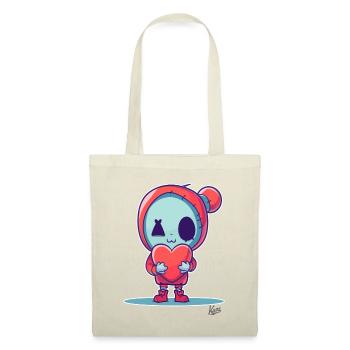 Poupée zombie heureuse avec coeur pour l’amour - Sac en tissu - nature - Devant