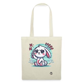 Cute white bunny pointing finger - Tote Bag - nature - Front