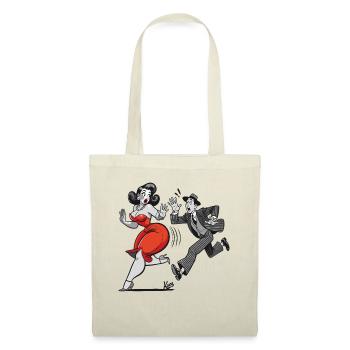 Retro cartoon: man and woman running - Tote Bag - nature - Front