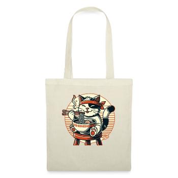 Ramen essen, glückliche Katze - Stoffbeutel - Natur - Vorne