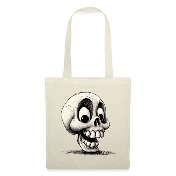 Super lustiger, seltsamer, glücklicher Totenkopf - Stoffbeutel - Natur - Vorne