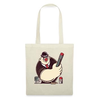 Dessin animé rétro homme avec un gros stylo - Sac en tissu - nature - Devant