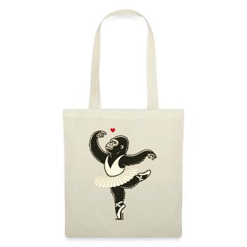 Lustiges Tanz Design mit Ballerina Gorilla - Stoffbeutel - Natur - Vorne