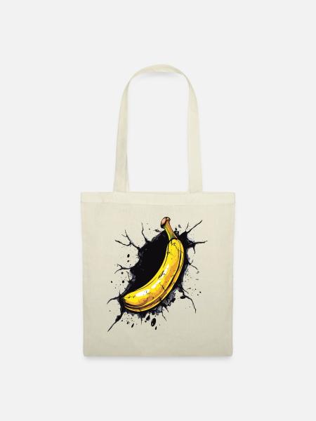 Banane bricht durch Wand - Stoffbeutel - Natur