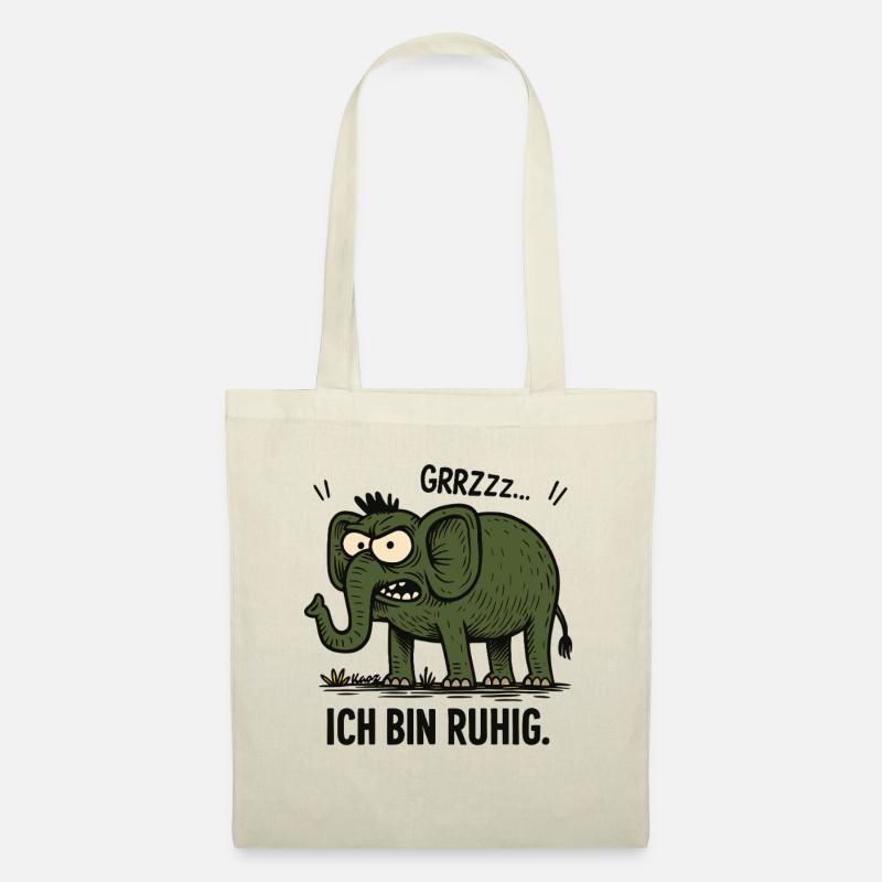 Wütender Elefant – Ich bin ruhig. - Stoffbeutel - Natur