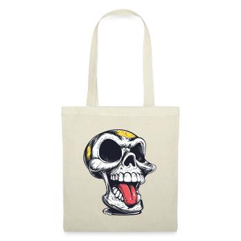 Crâne avec langue – crâne effronté - Sac en tissu - nature - Devant