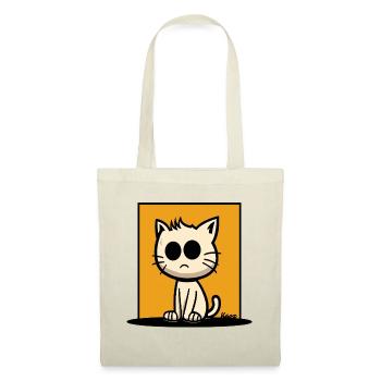 Katze mit großen Augen auf orangem Grund - Stoffbeutel - Natur - Vorne