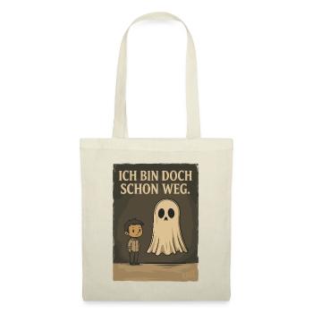 Junge mit Geist und Text „Ich bin doch schon weg“ - Stoffbeutel - Natur - Vorne