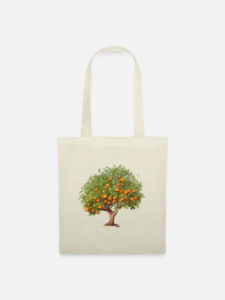Malerischer Orangenbaum mit saftigen Orangen - Stoffbeutel - Natur