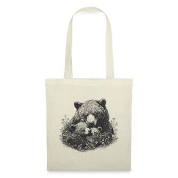 RETRO Maman Ours avec Bébé Ours Cadeau Fête des Mères - Sac en tissu - nature - Devant