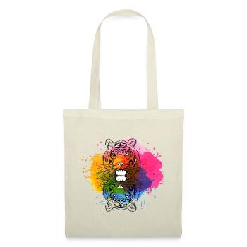 Handgezeichneter Tiger mit Farb Splatter, Color - Stoffbeutel - Natur - Vorne