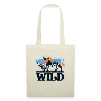 Wild Bison Wildnis Natur Berge retro - Stoffbeutel - Natur - Vorne