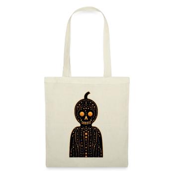 Ein orangefarbener Lebkuchenmann, Halloween, Punkte - Stoffbeutel - Natur - Vorne